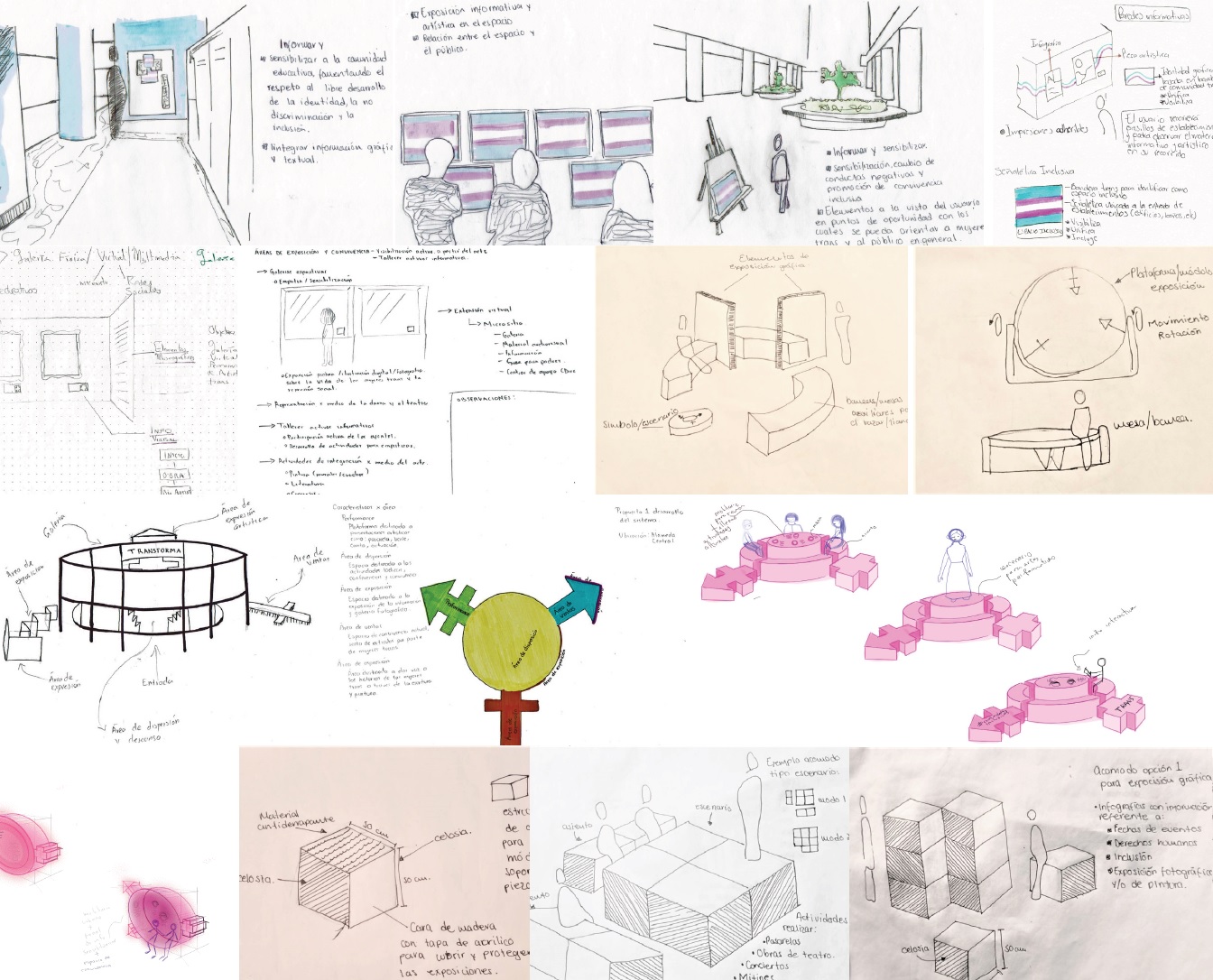 Collage de bocetos del sistema de diseño